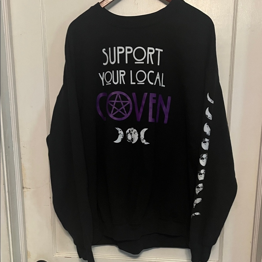 Spirit Black Crewneck Sweatshirt with White & Purple Occult Graphics